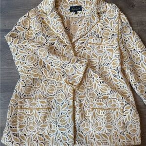 Luisa Spagnoli Lace Jacket in Cream and Tan